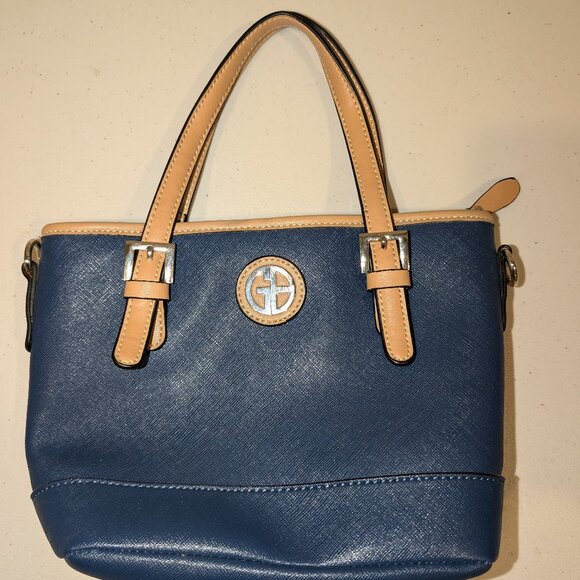 Giani Bernini Blue Faux Leather Handbag - Picture 1 of 4